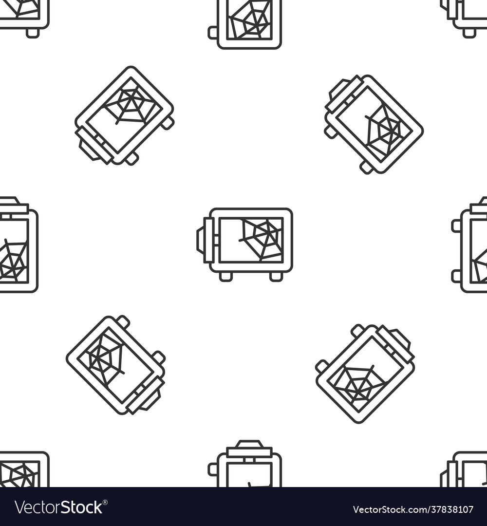 Grey line safe icon isolated seamless pattern vector image Grey line safe icon isolated seamless pattern