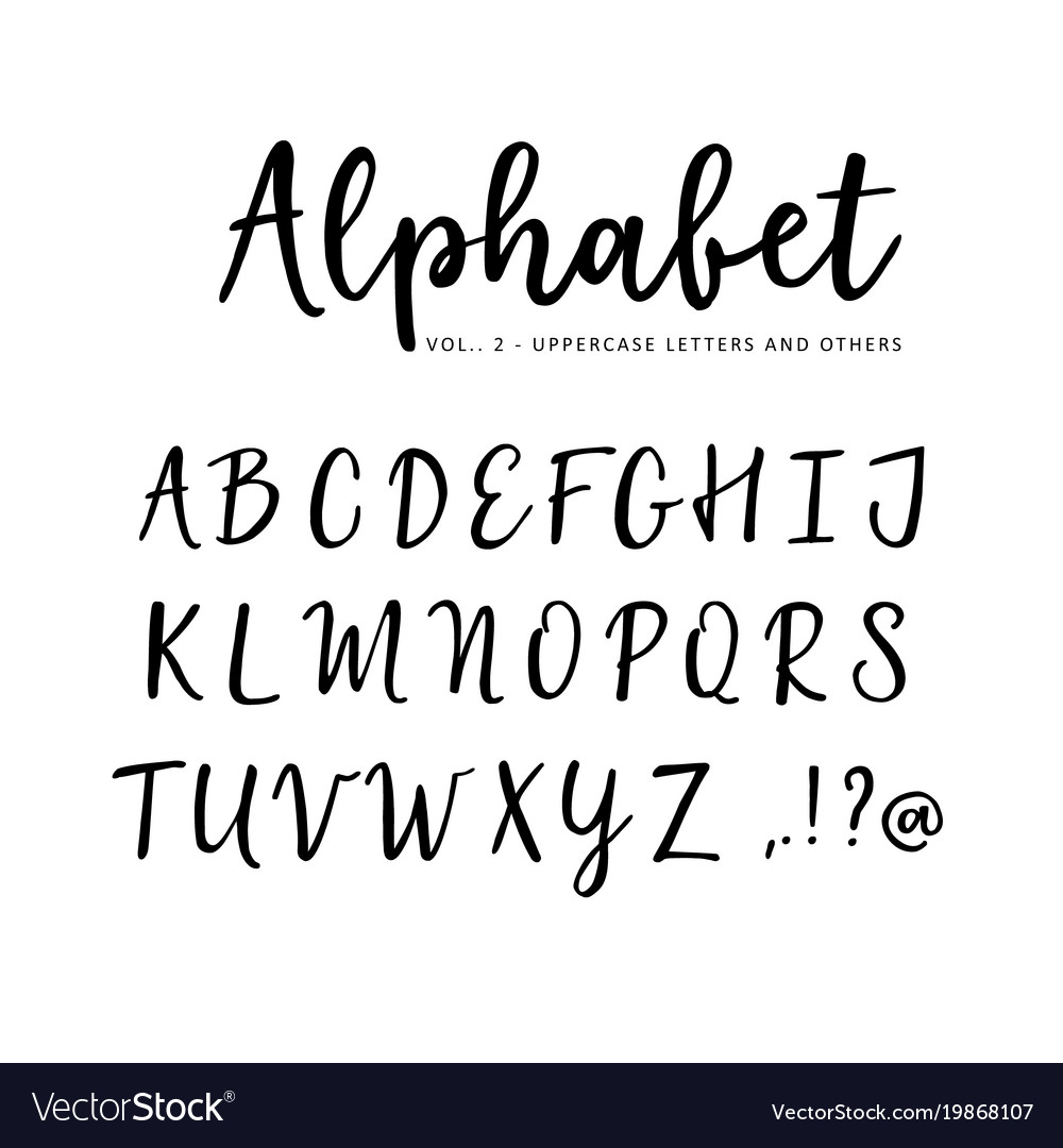 Hand drawn alphabet brush script font Royalty Free Vector