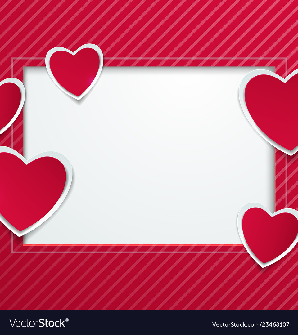 Hearts cut from paper with square frame greeting Vector Image