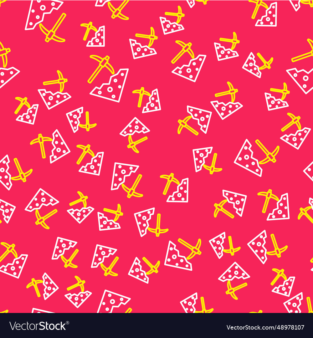 Line pickaxe icon isolated seamless pattern Vector Image Line pickaxe icon isolated seamless pattern