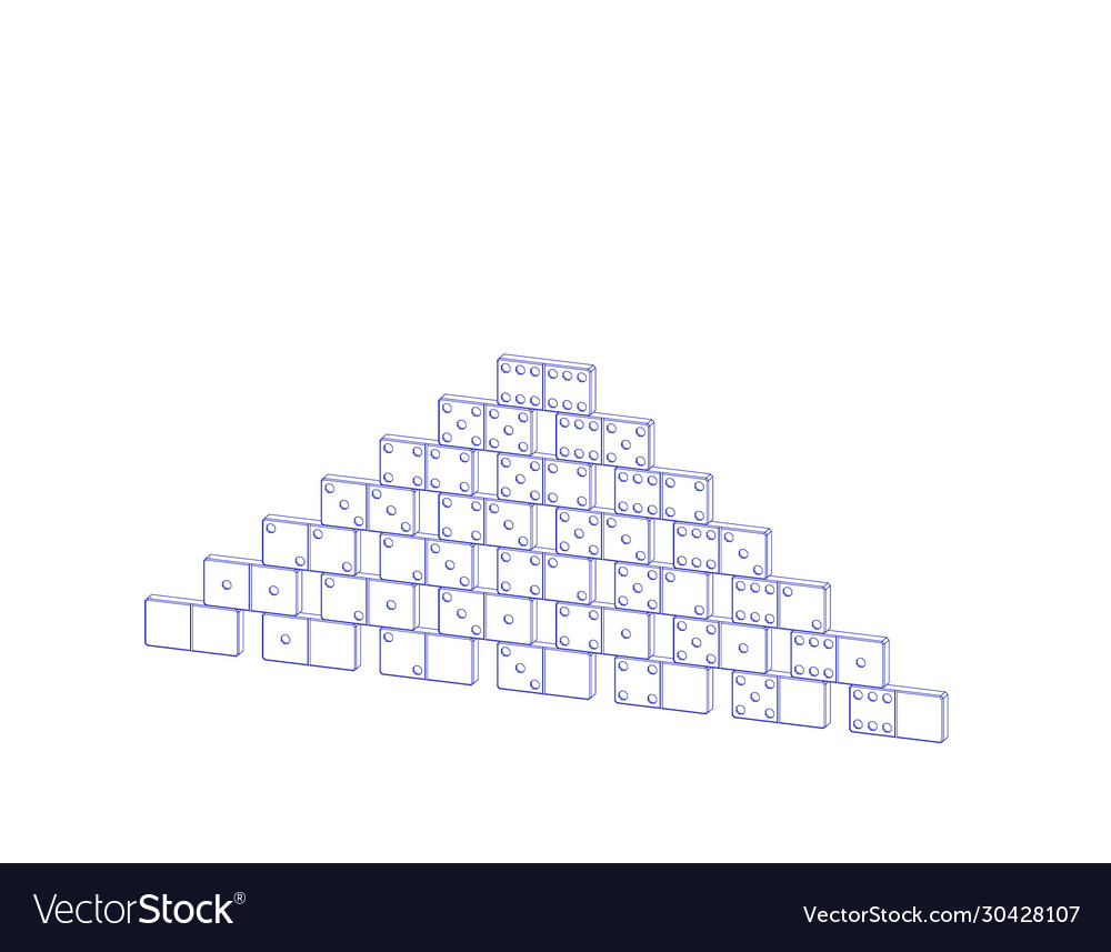Pyramid dominoes isolated on white background