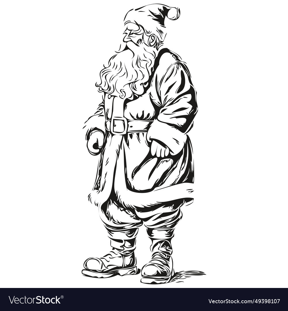 Santa Claus Vintage Sketch Hand-drawn Engraving Vector Image