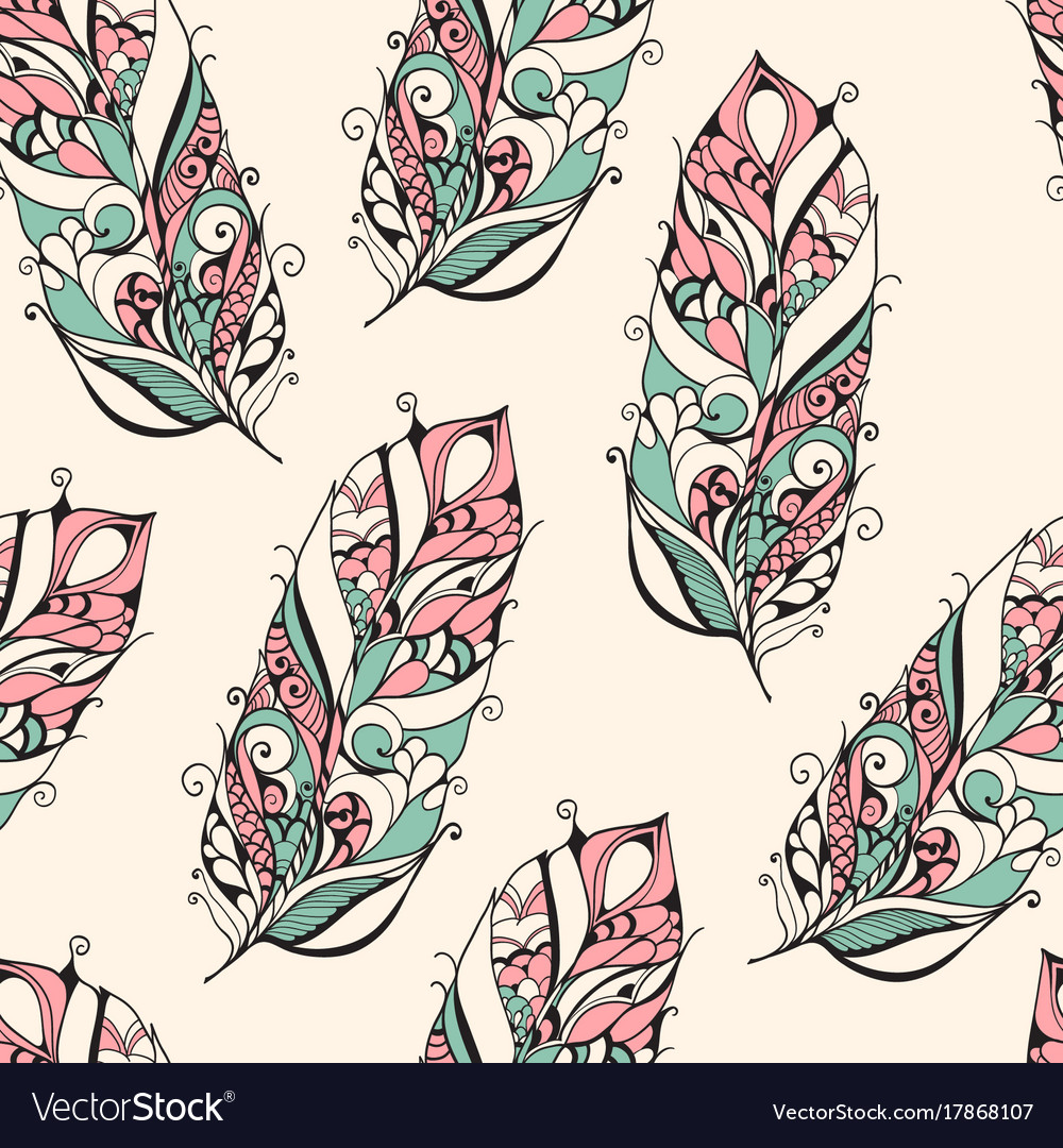 Seamless pattern with feathers