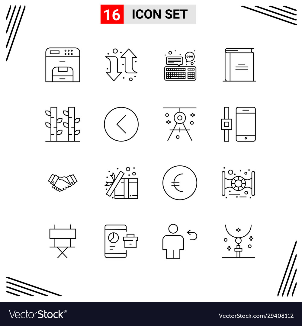 16 icons line style grid based creative outline Vector Image 16 icons line style grid based creative outline