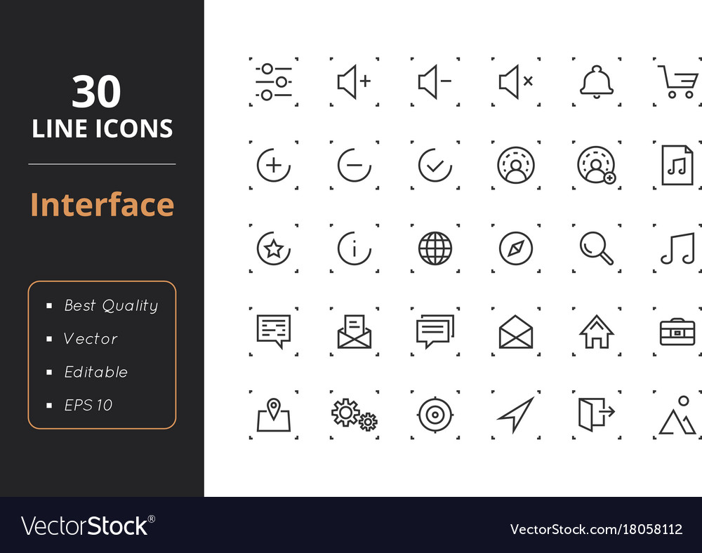 30 interface line icons