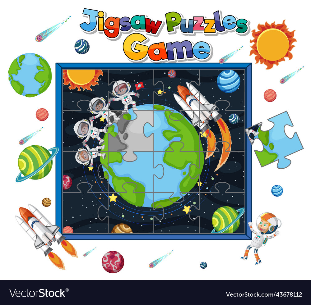 Astronaut in space photo puzzle game template