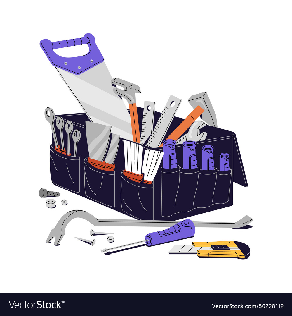 Builder toolkit with different work instruments Vector Image Builder toolkit with different work instruments