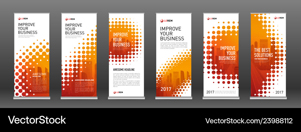 Construction Roll Up Banners Design Templates Set Vector Image