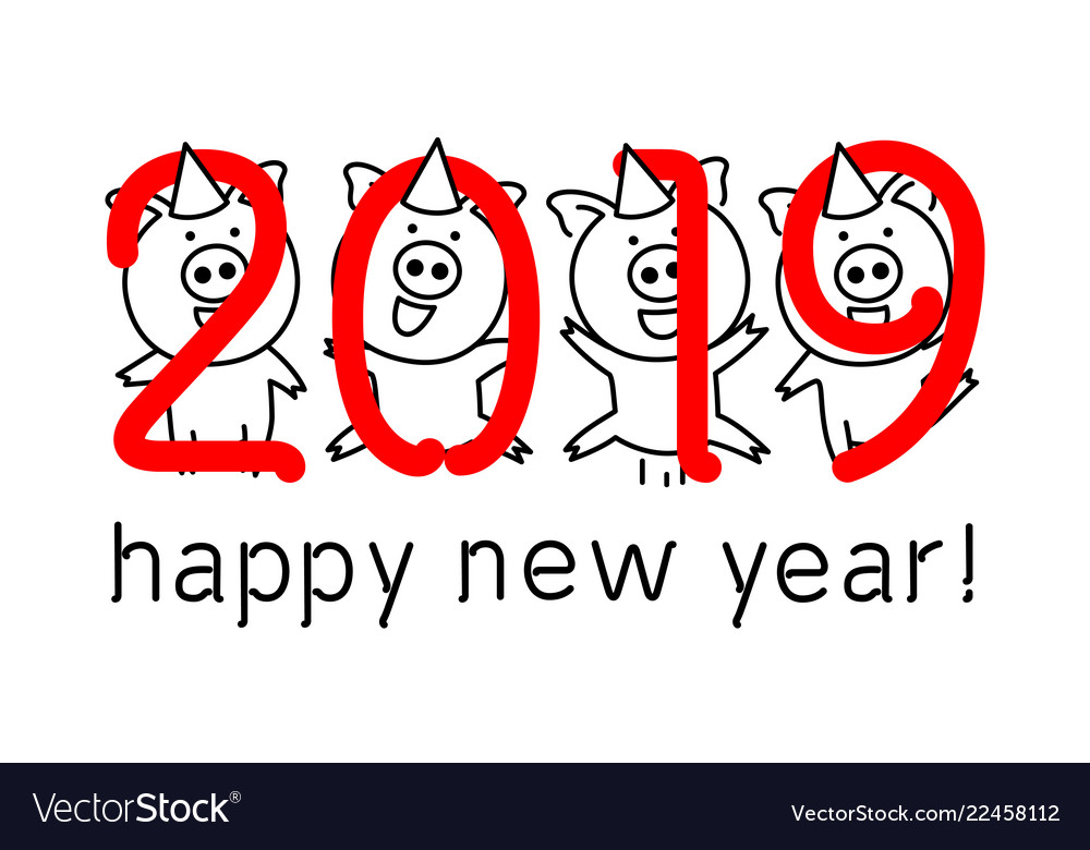 Cute funny pig happy new year chinese symbol vector image Cute funny pig happy new year chinese symbol