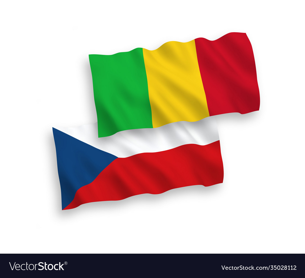 Flags czech republic and mali on a white