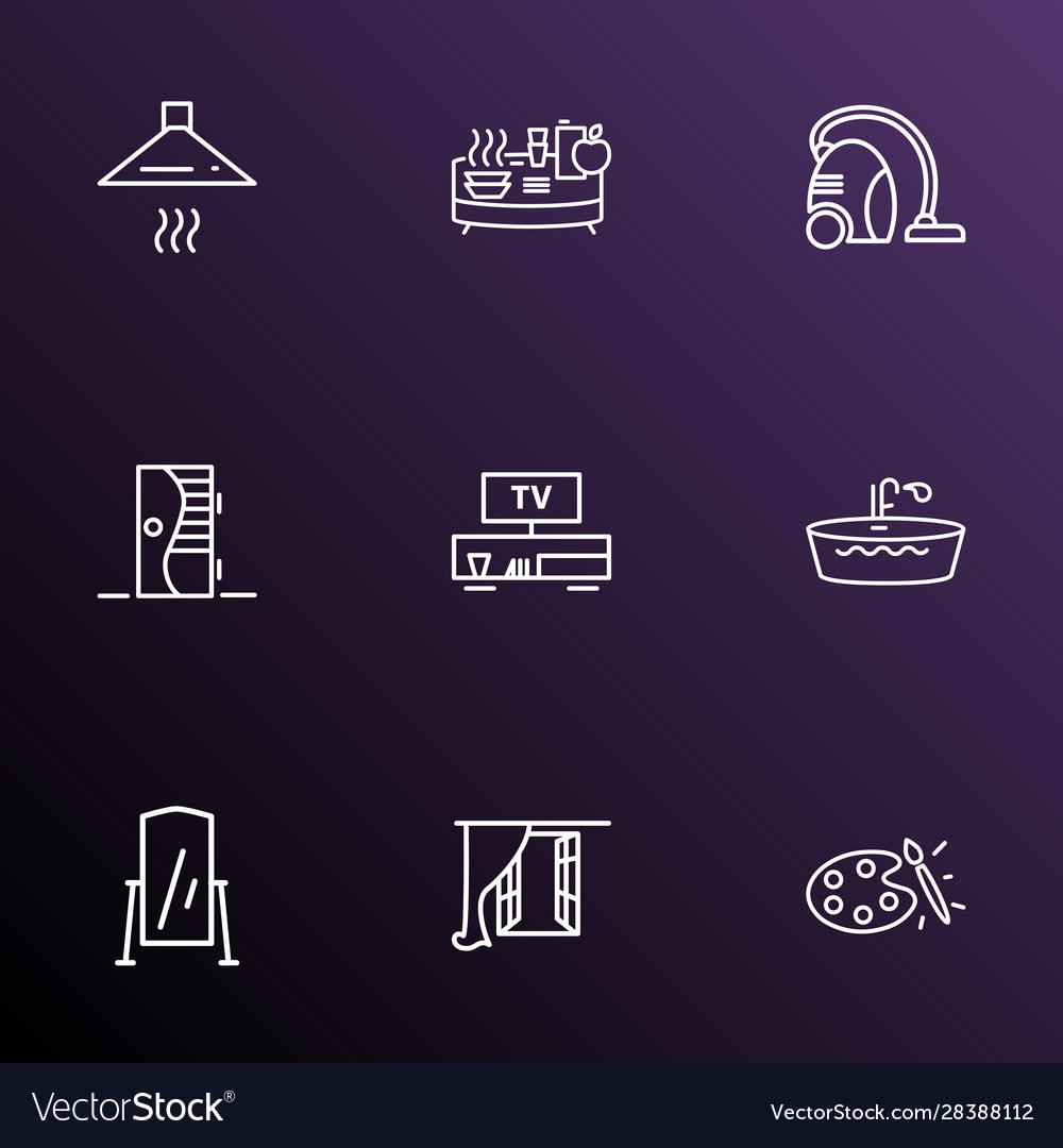 House icons line style set with color palette vector image House icons line style set with color palette