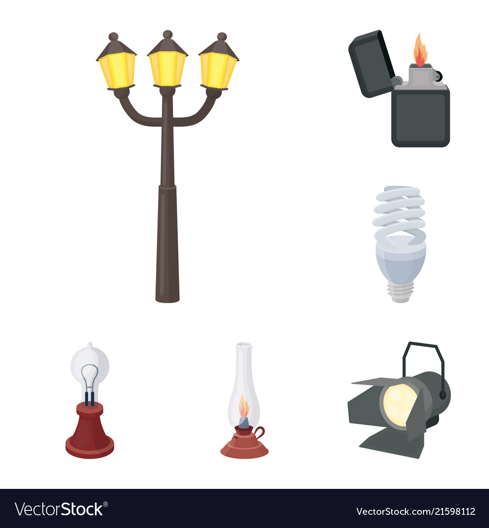 Light source cartoon icons in set collection