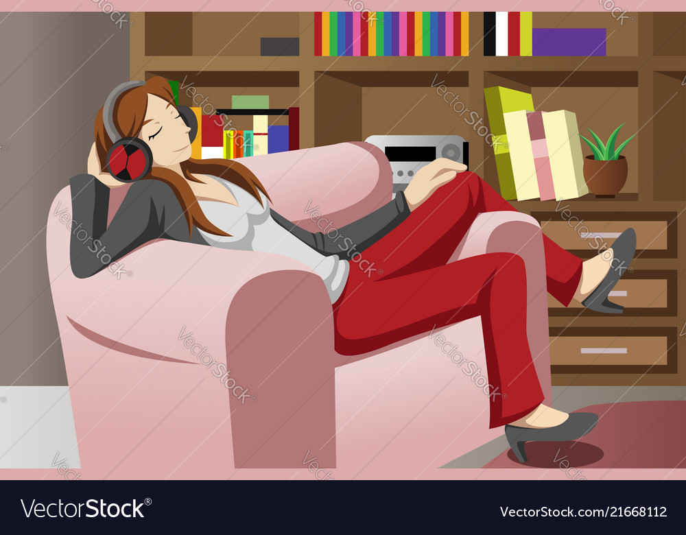 Modern woman listening to music Royalty Free Vector Image