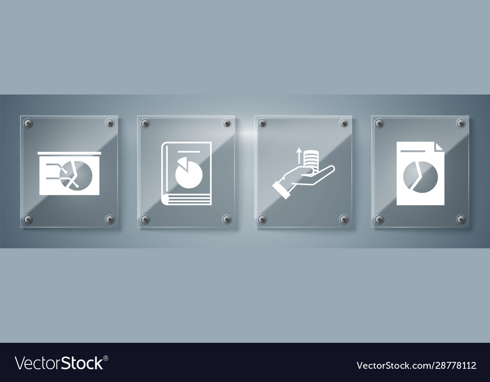 Set document with graph chart money on hand user vector image Set document with graph chart money on hand user