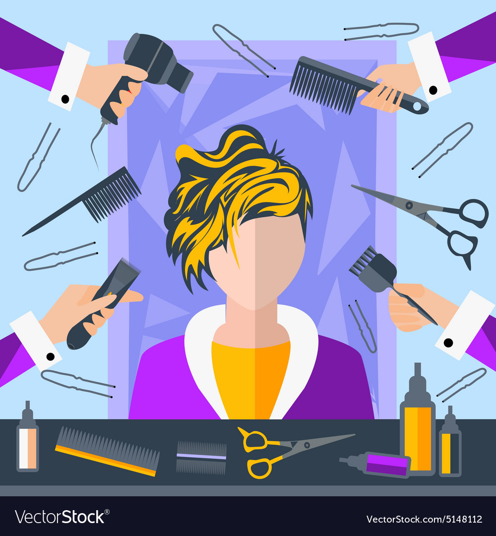 Set Hairdressing Objects Stylist Scissors Pins Vector Image