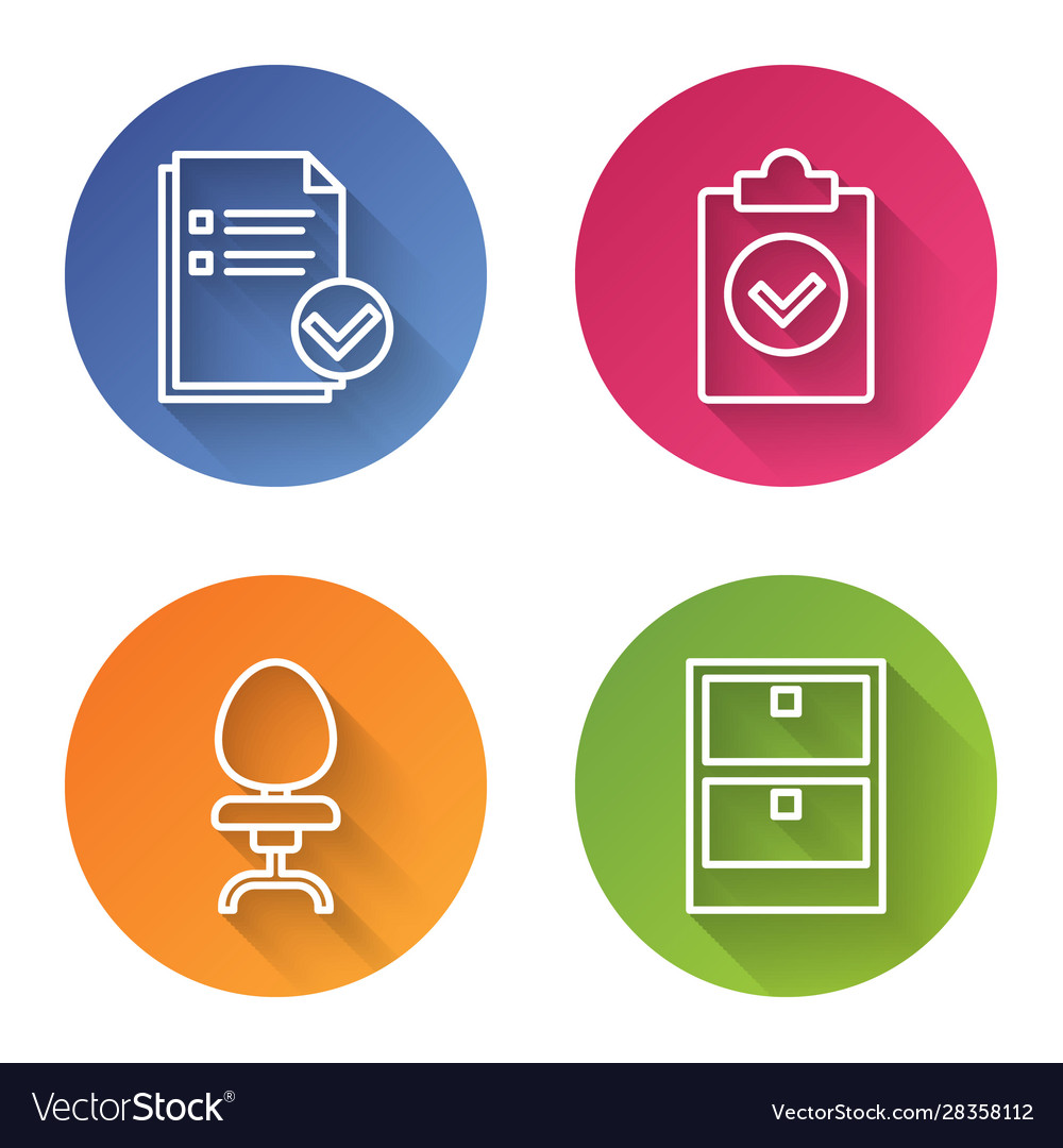 Set line document and check mark completed task vector image Set line document and check mark completed task
