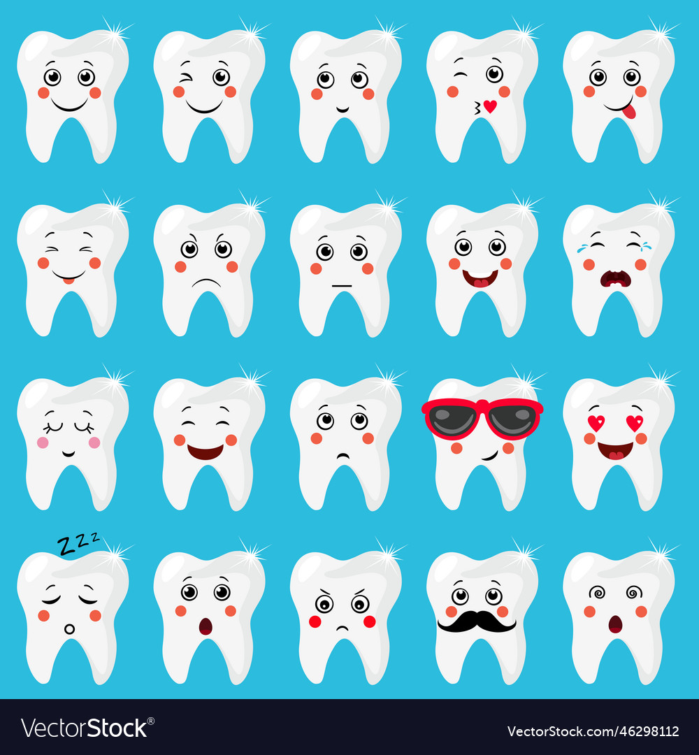 Set of a teeth with different expressions Vector Image Set of a teeth with different expressions