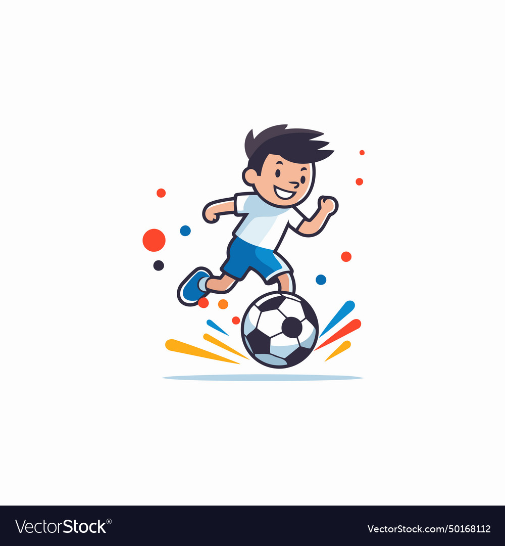 Soccer player logo design template happy boy