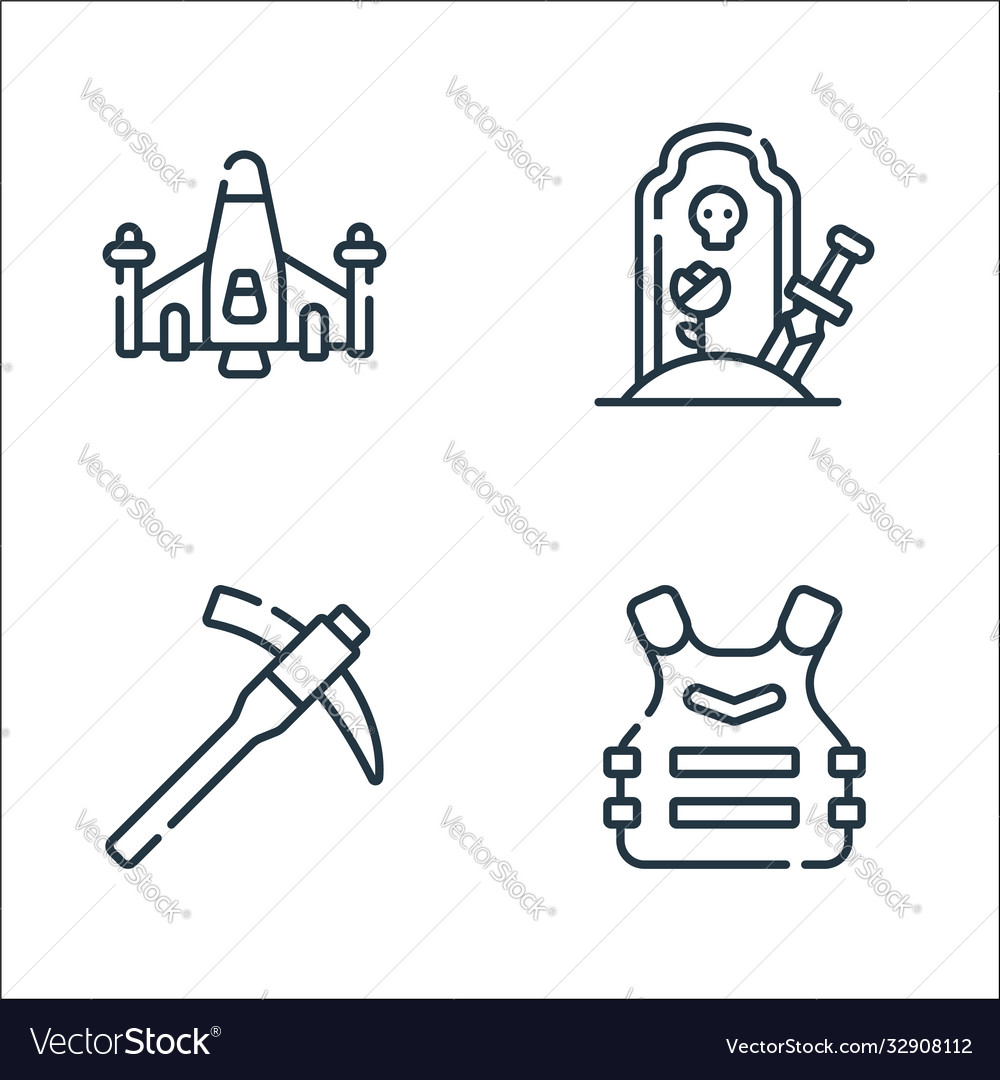 Videogame line icons linear set quality vector image Videogame line icons linear set quality