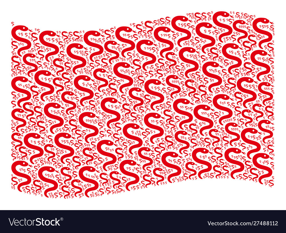 Waving red flag pattern snake icons