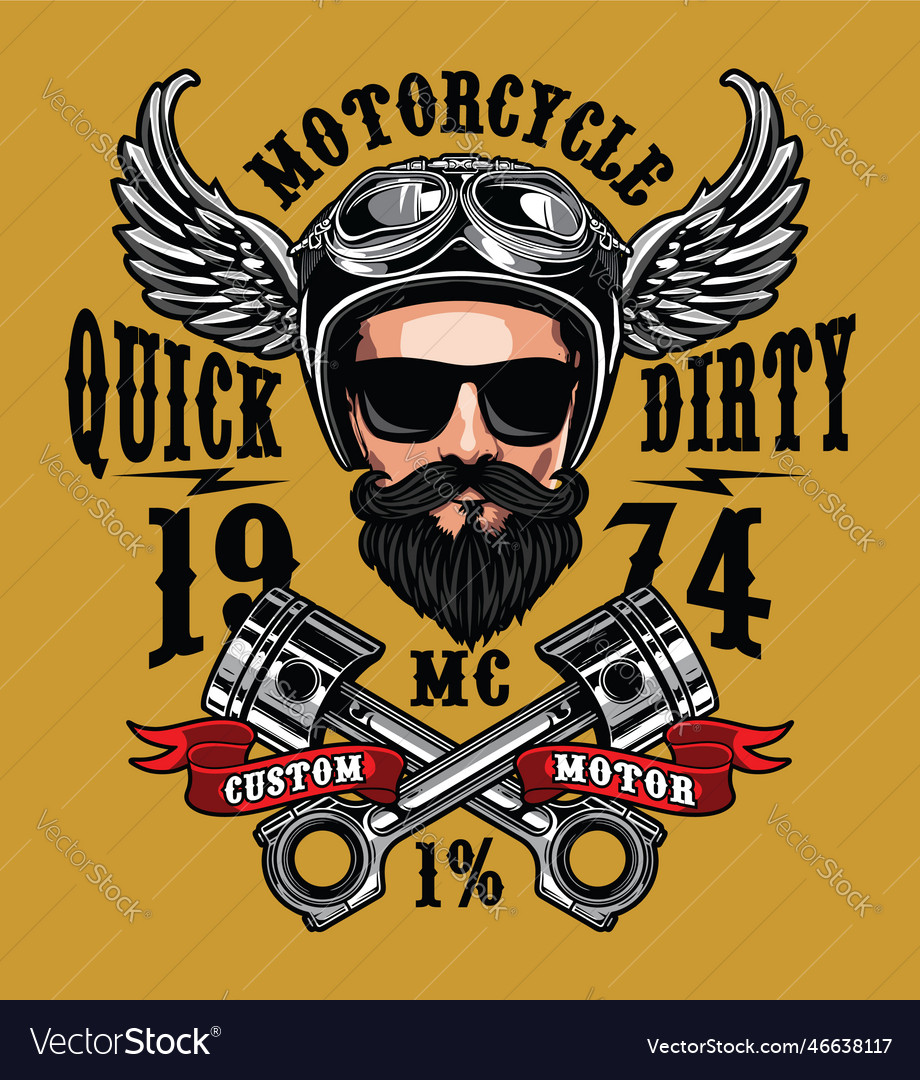 Biker template for graphic design Royalty Free Vector Image