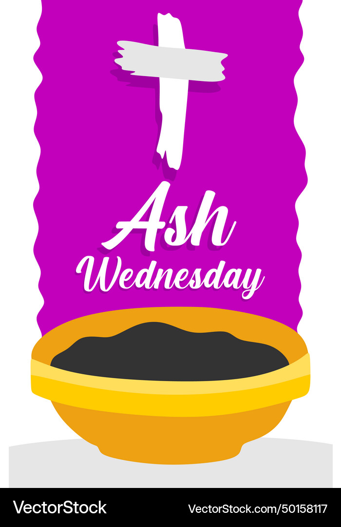 Celebrate ash wednesday with cross Royalty Free Vector Image
