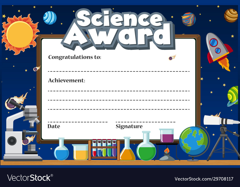 Certificate template for science award Royalty Free Vector