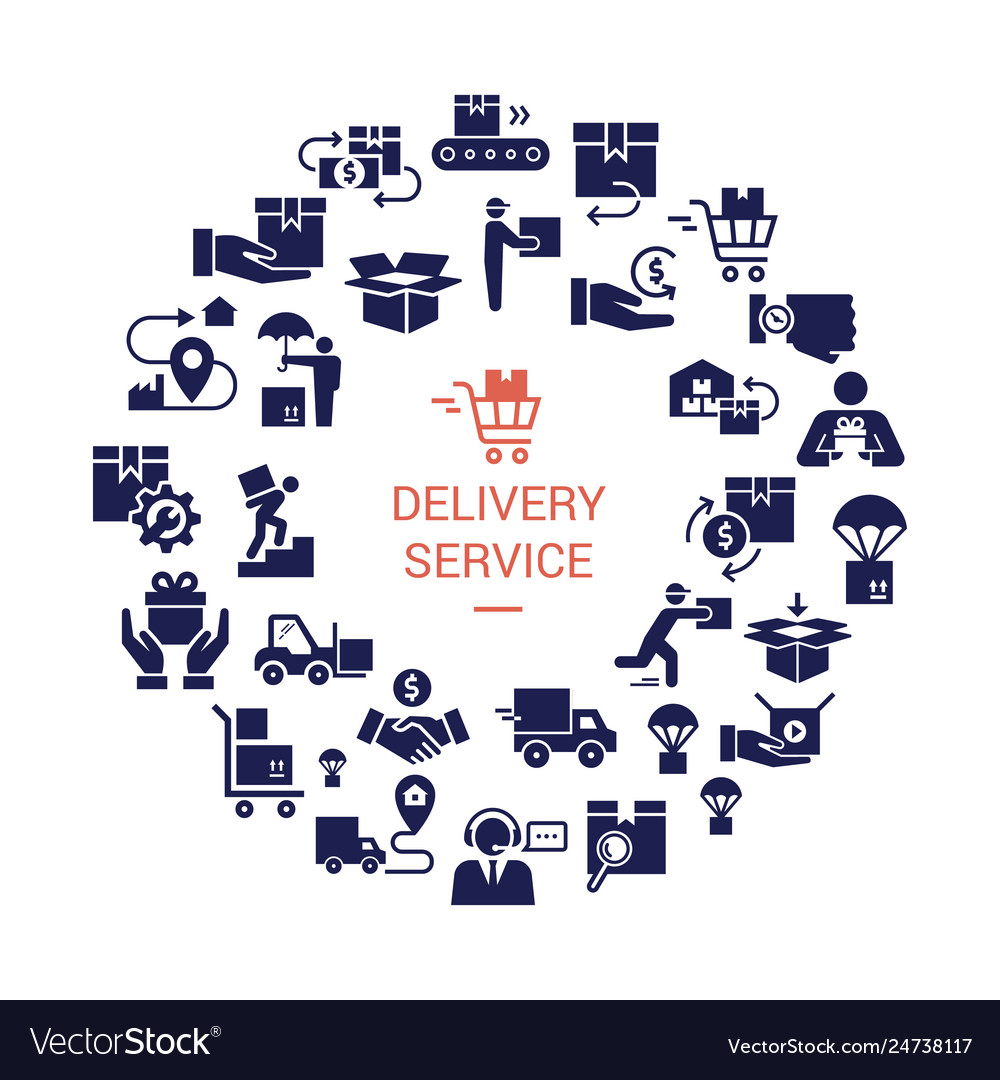 Circular template delivery logistic set in flat Vector Image Circular template delivery logistic set in flat