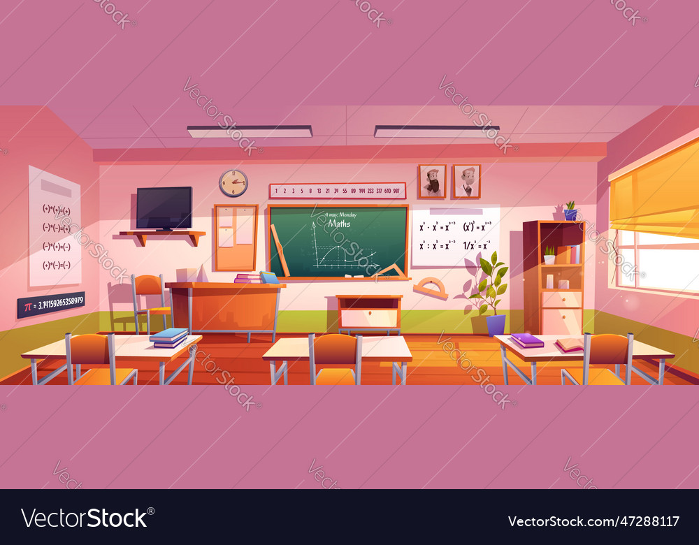 Classroom for mathematics learning in school Vector Image