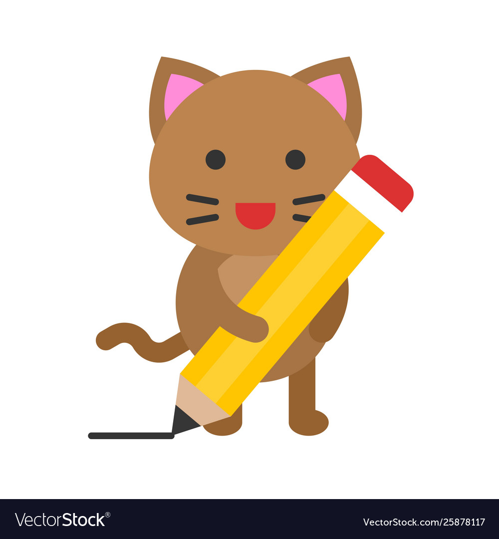 Cute cat avatar flat icon Royalty Free Vector Image