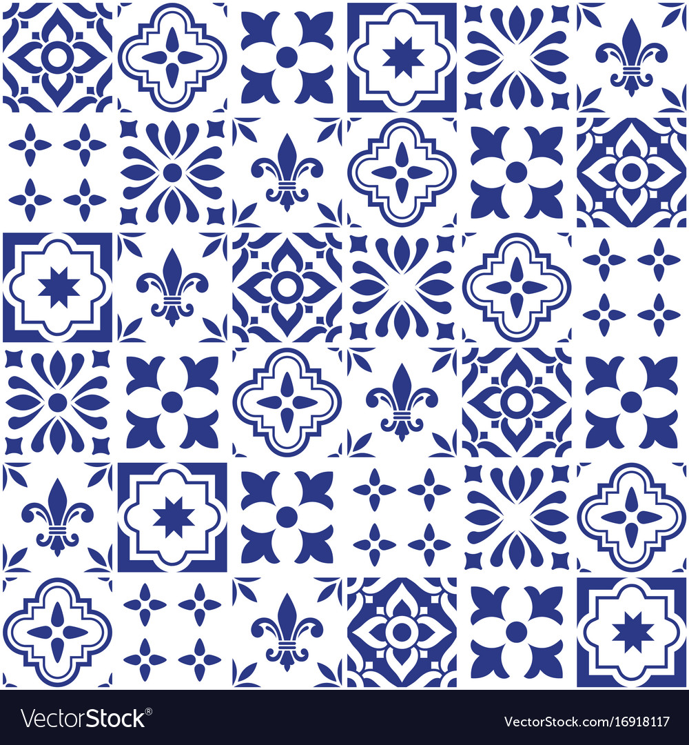 Geometric tile design portuguese Royalty Free Vector Image