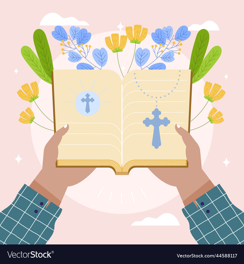 Hand drawn flat design bible study Royalty Free Vector Image