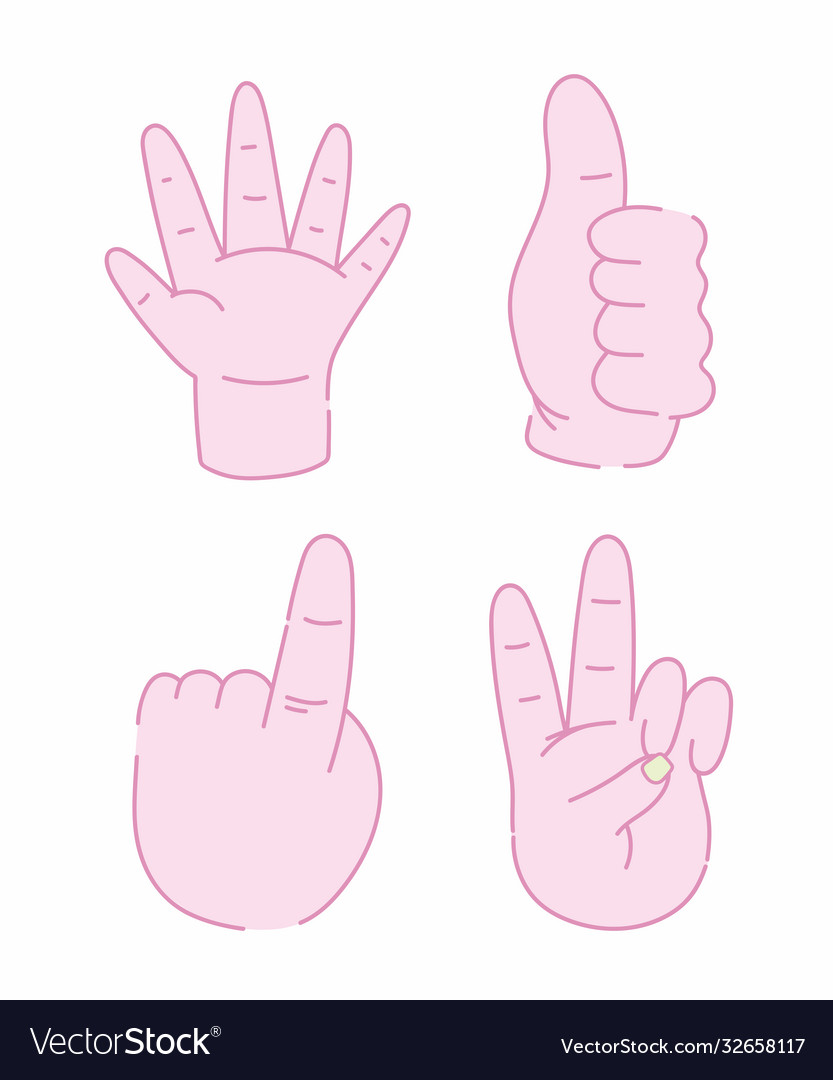 Human hands different gesture isolated icons