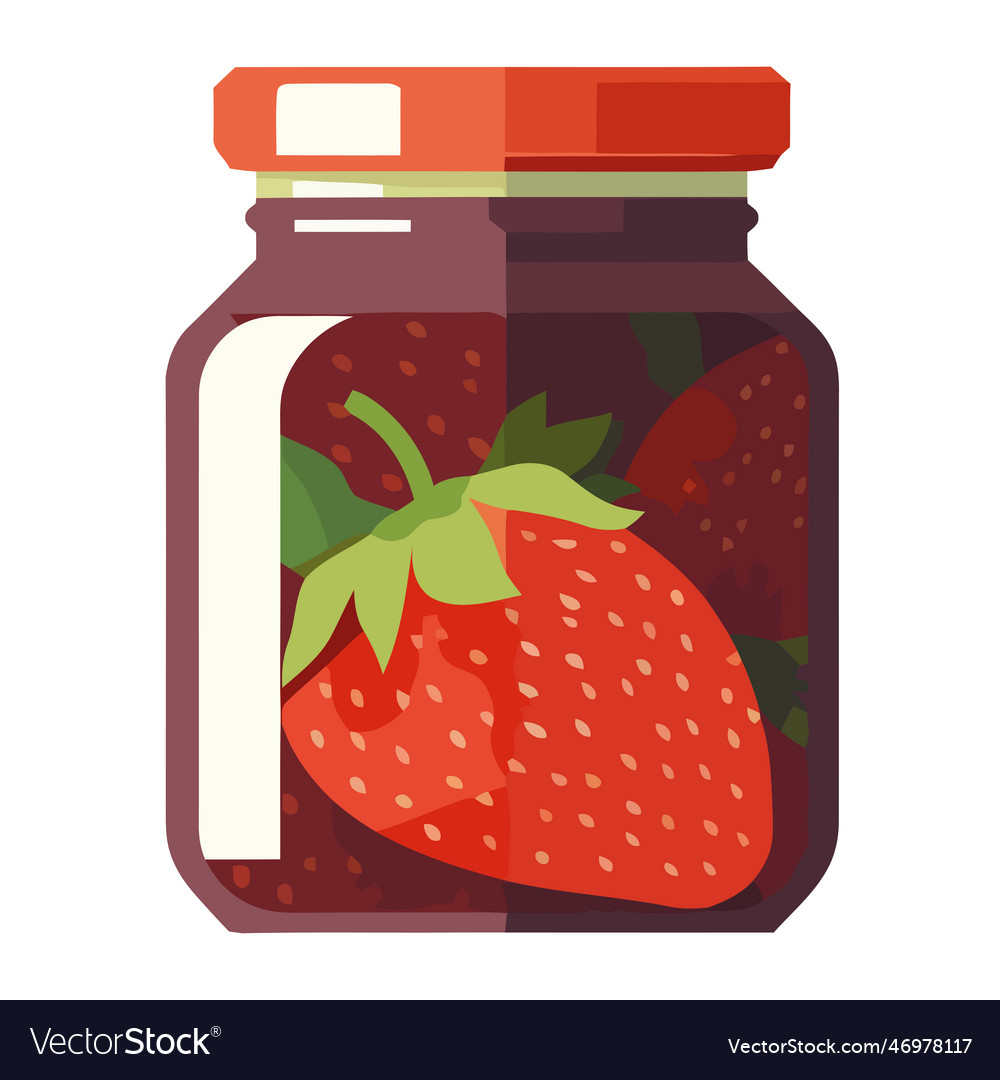 Juicy berry preserves in organic glass jar Vector Image