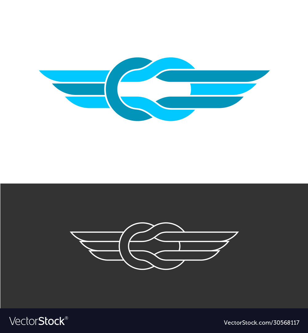 Knot style logo with triple wings two color ropes vector image Knot style logo with triple wings two color ropes