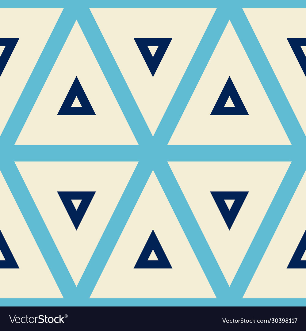 Retro seamless pattern with triangles in blue vector image Retro seamless pattern with triangles in blue