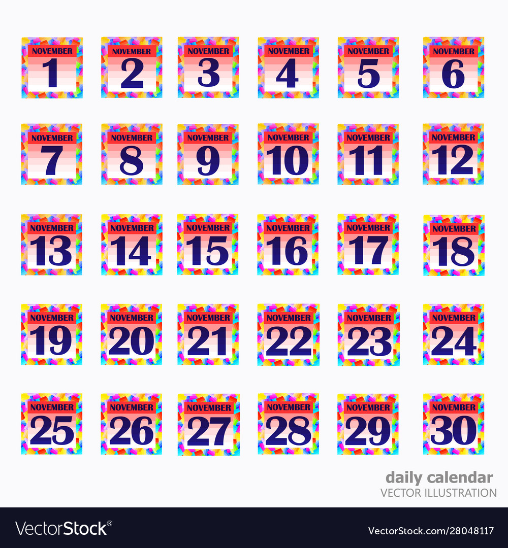 Set buttons with calendar dates for month vector image Set buttons with calendar dates for month