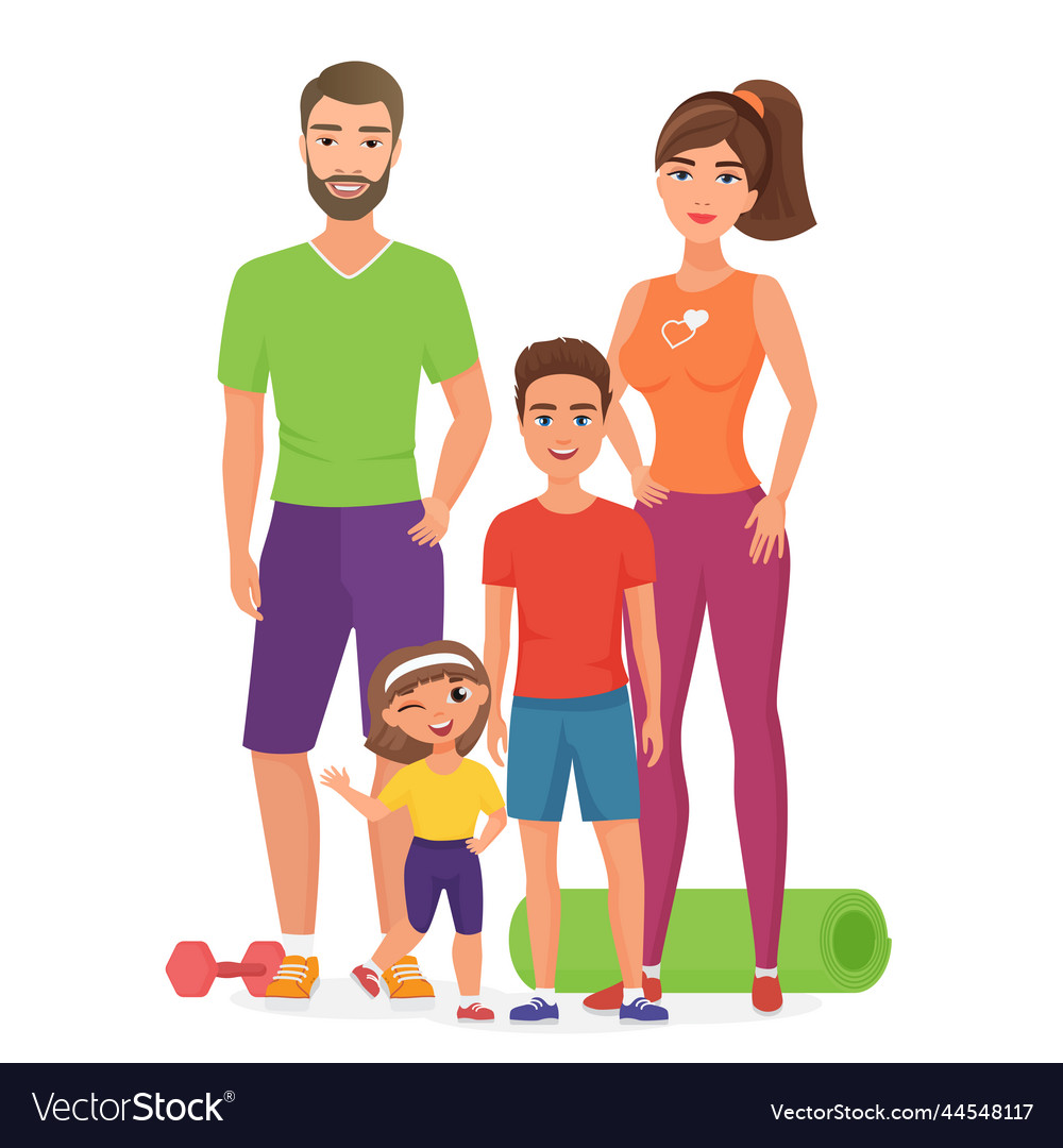 Sport lifestyle healthy young family with cute