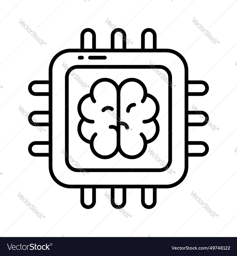 Gehirn mit Mikrochip ai Prozessor Konzept