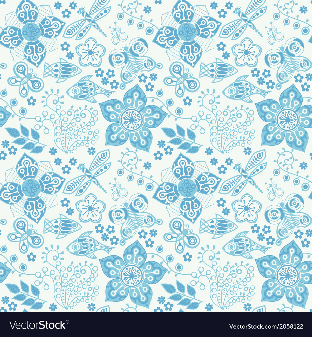 Colorful floral seamless pattern in cartoon style