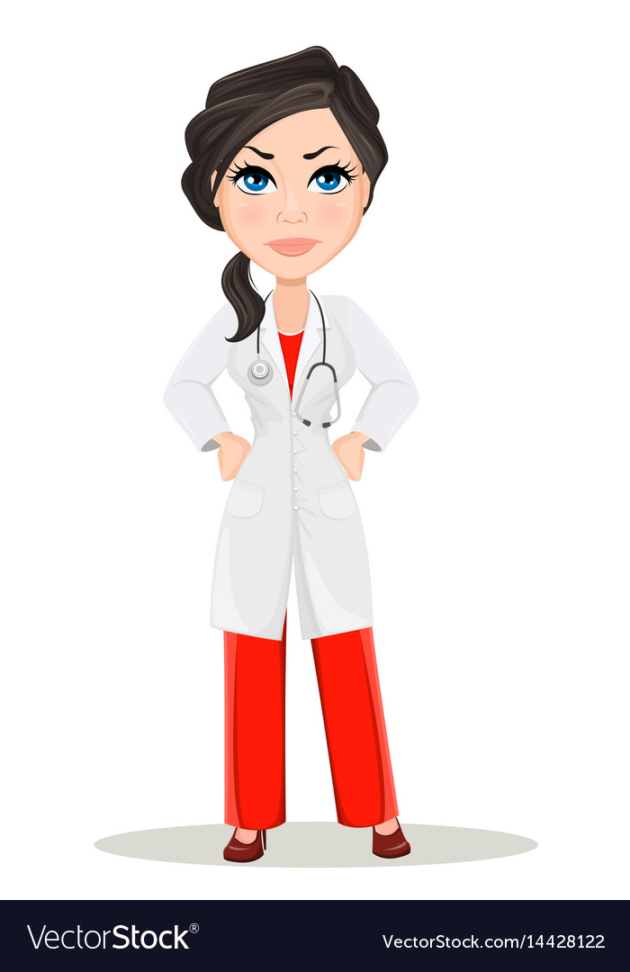 Doctor Woman With Stethoscope Cute Cartoon Doctor Vector Image