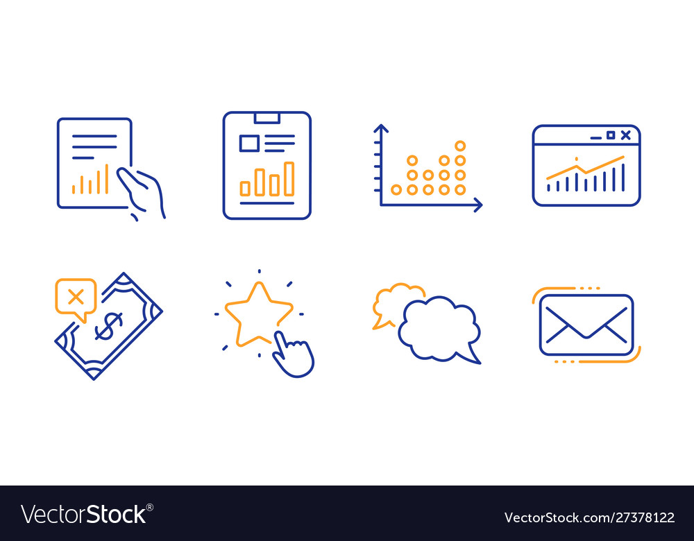 Document messenger and dot plot icons set report Vector Image Document messenger and dot plot icons set report
