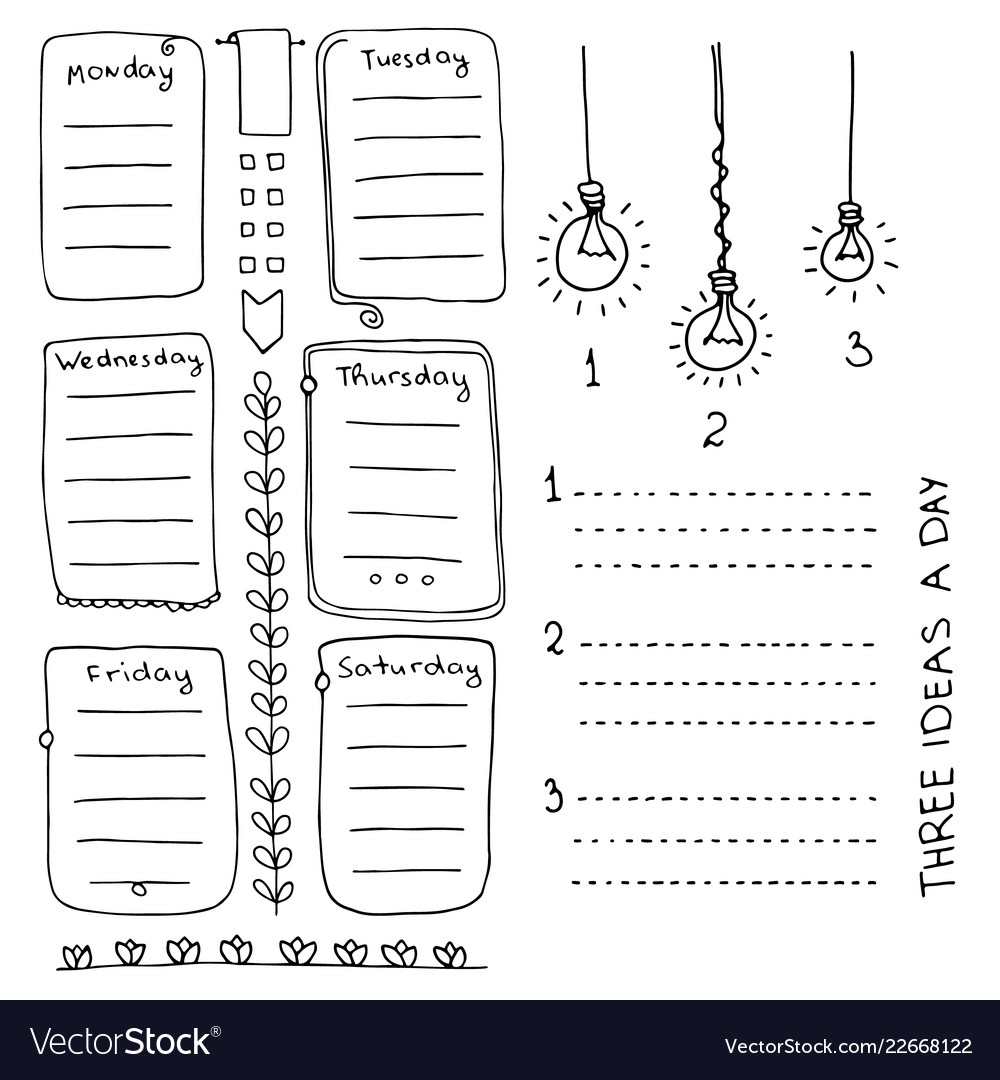 Hand Drawn Bullet Journal Elements