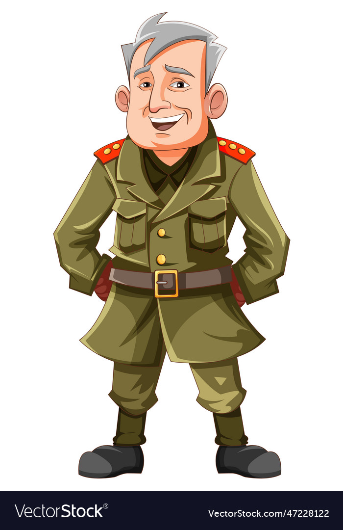 Happy army officer cartoon character Royalty Free Vector