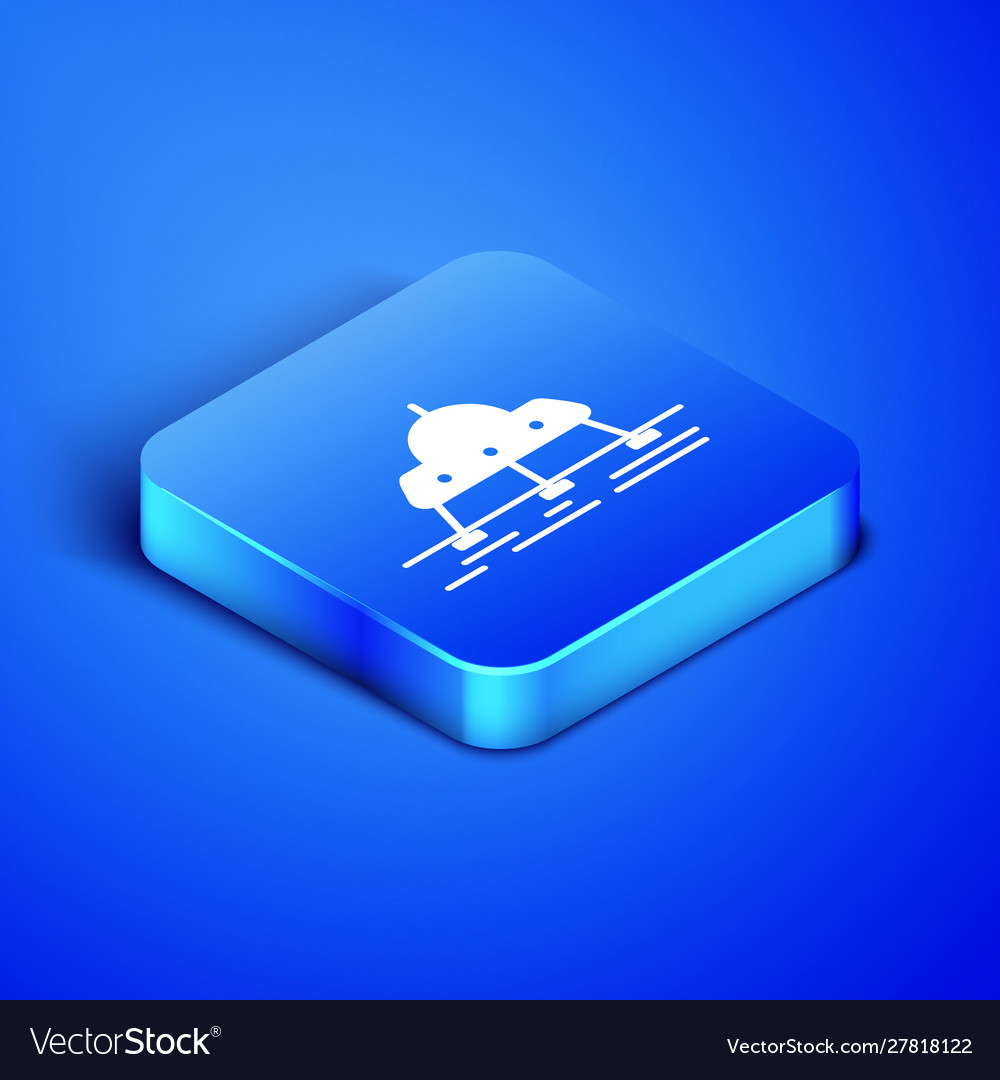 Isometric mars rover icon isolated on blue
