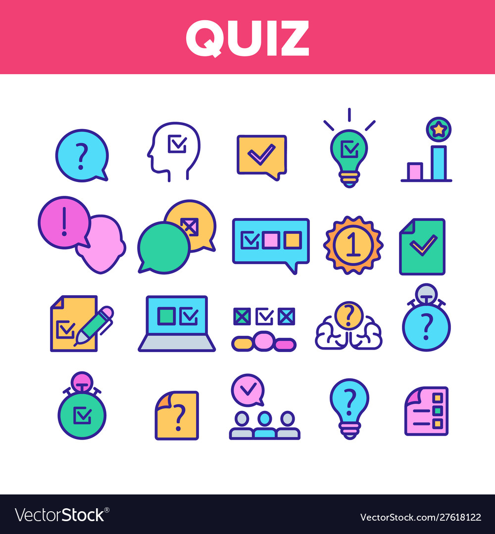 Quiz game collection elements icons set vector image Quiz game collection elements icons set