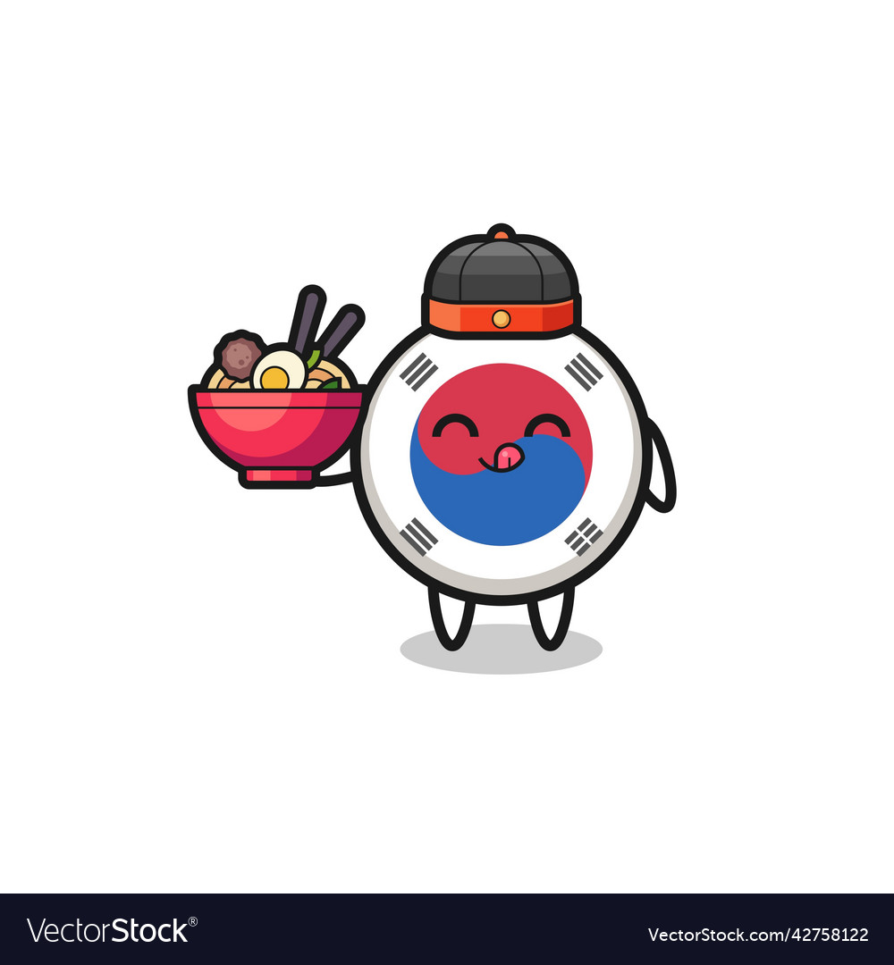 South korea flag as chinese chef mascot holding