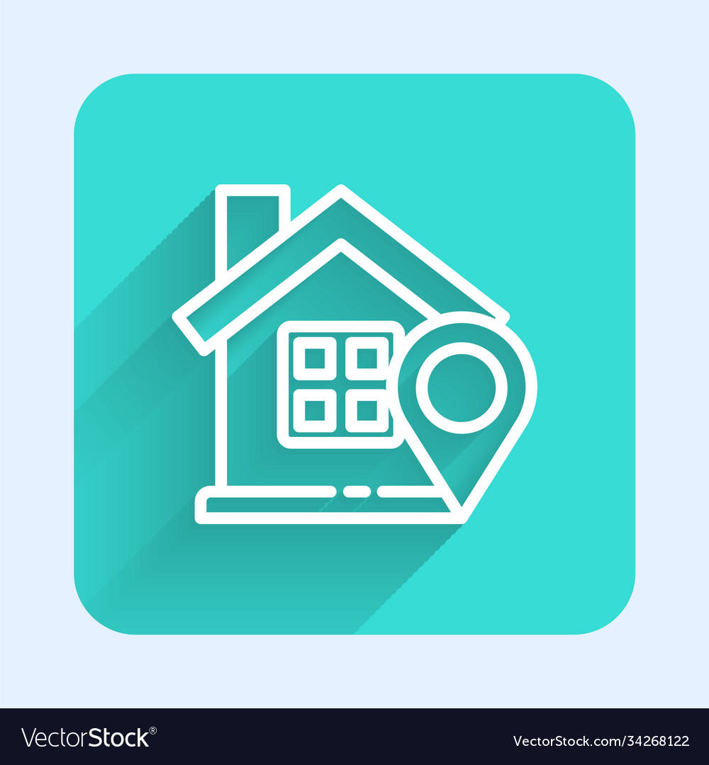 White line map pointer with house icon isolated vector image White line map pointer with house icon isolated