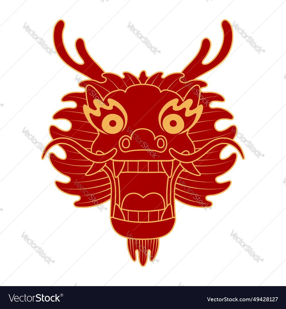 Asian zodiac sign chinese dragon face line art vector image Asian zodiac sign chinese dragon face line art