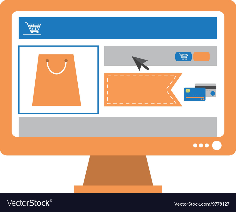 Computer monitor with shopping website on screen